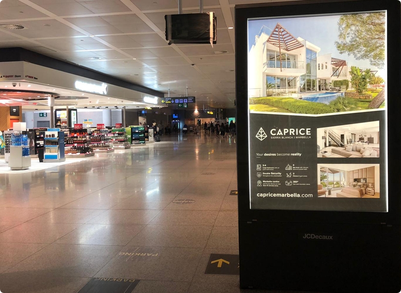 Campaña de Publicidad Exterior para Anticipa (Caprice) en los los soportes Mupies del Aeropuerto de Málaga.